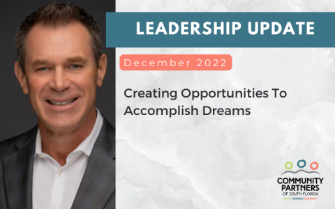 Leadership Update: Scott Headshot and Title - Creating Opportunities to Accomplish Dreams